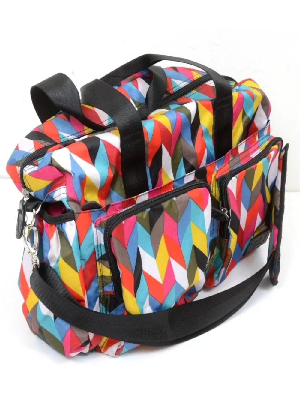 FRENCH BULL By Trend Lab Chevron Ziggy Duffel Shoulder Travel Diaper Bag Pink